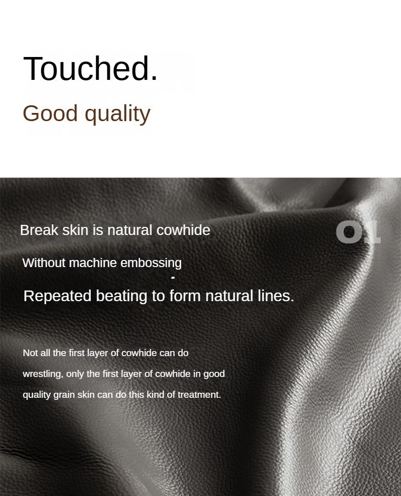 Genuine Leather Big Floor Bed Light Luxury