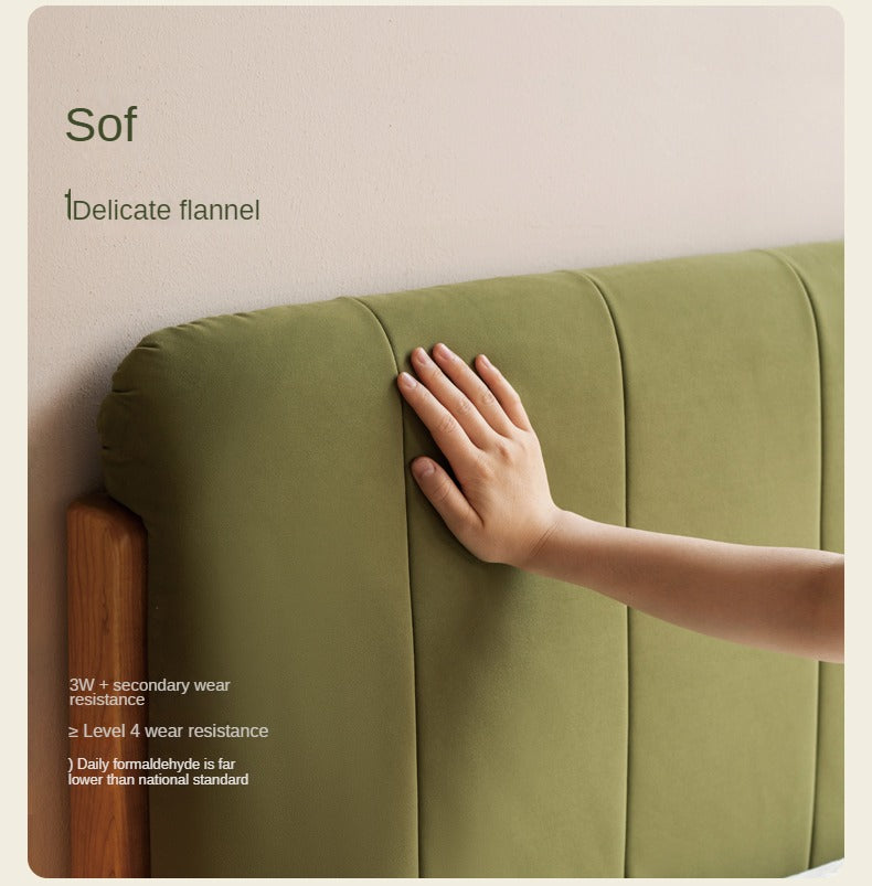 Cherry Solid Wood fabric Soft Bed