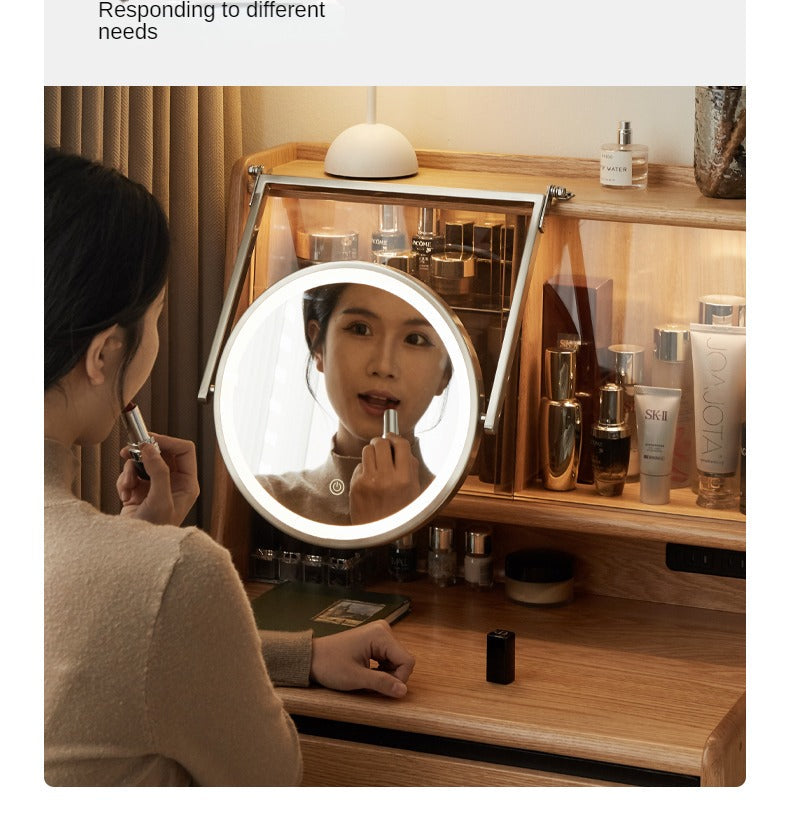 Oak, Ash Solid Wood Vanity Table Shelf Integrated.