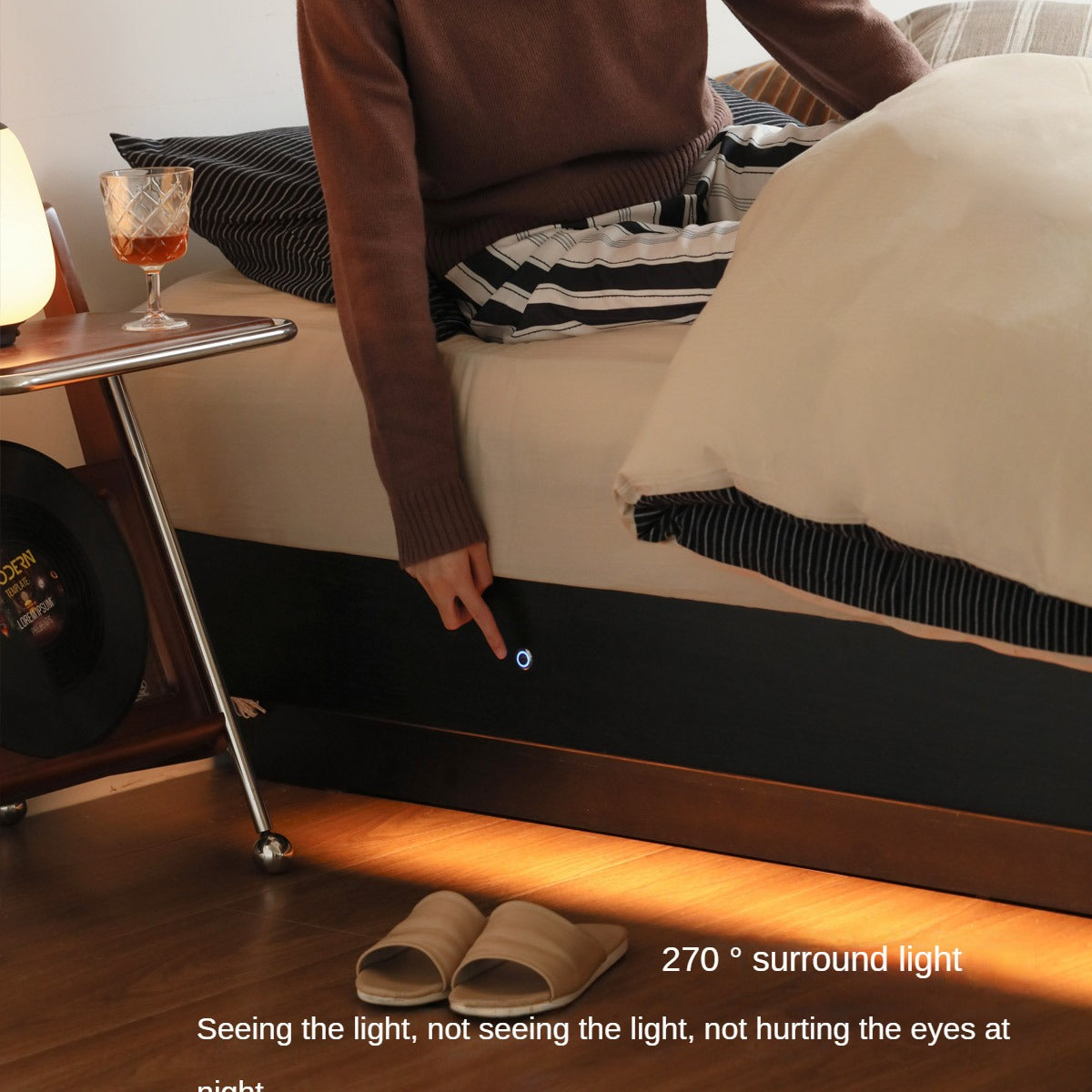 Oak Solid Wood Suspended Box Platform Bed, Headboard-Free Bed.