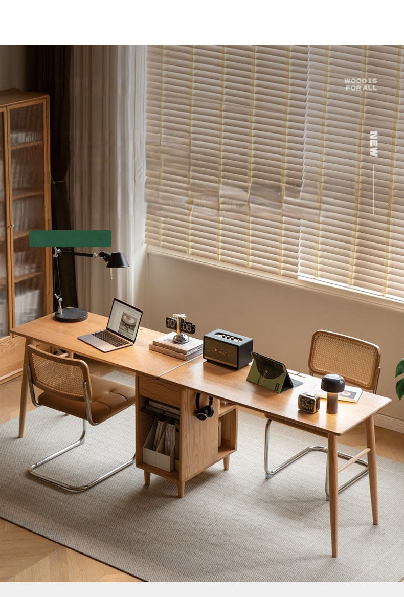 Oak, Solid Rubberwood Double Office Desk