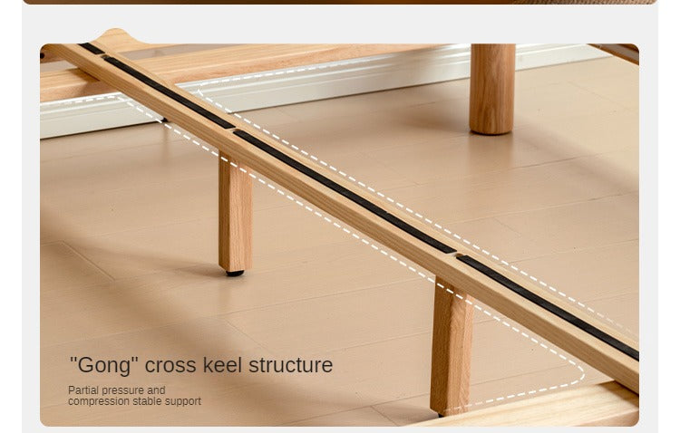 Oak Solid Wood Modern Suspension Bed