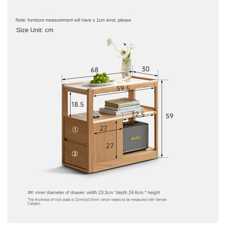 Black walnut, Ash, Oak, Cherry Solid Wood Rock Plate Side Table Movable
