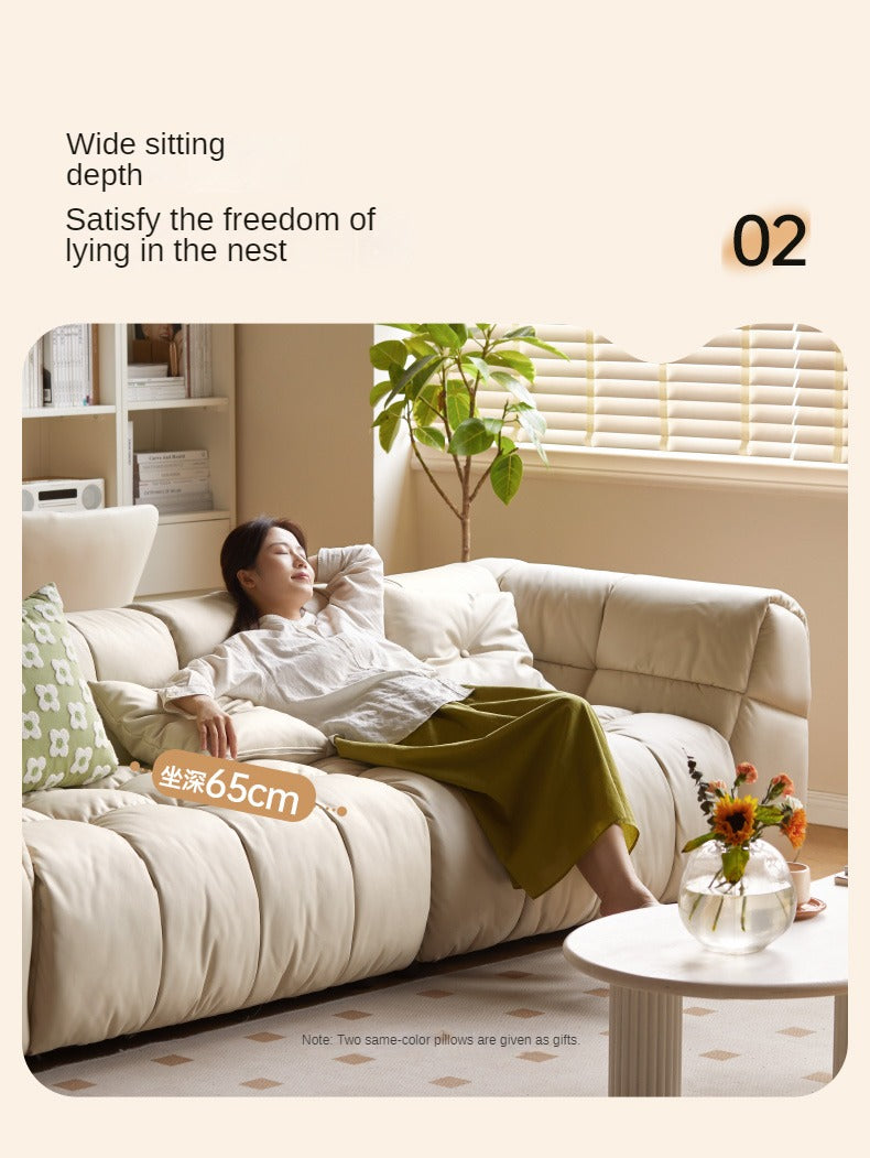 Genuine Leather,Technology Cloth Sofa Cream Wind)