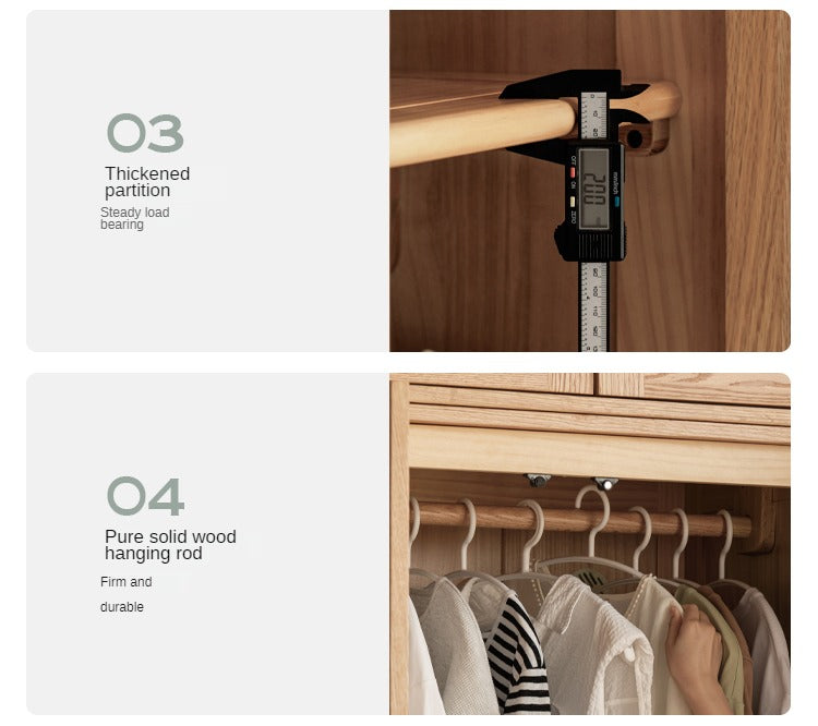Oak Solid Wood Narrow Wardrobe.