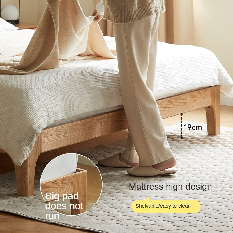 Oak Solid Wood,Rubber Wood Bed Modern Nordic