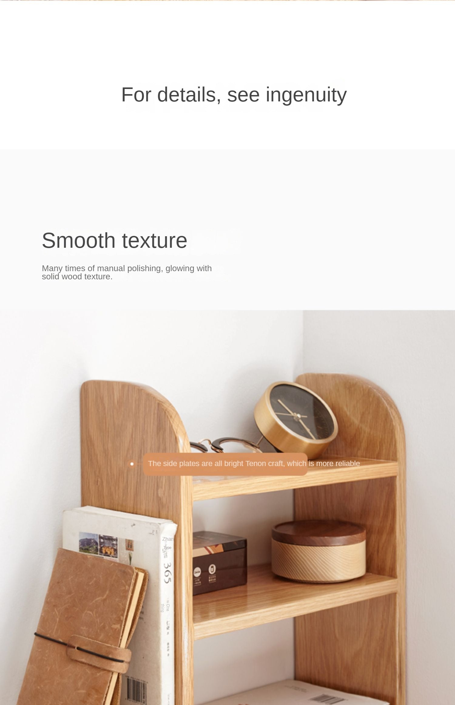 Oak, Rubberwood Solid Wood Small Bookcase Simple Study Telescopic Organizing Shelf Nordic<