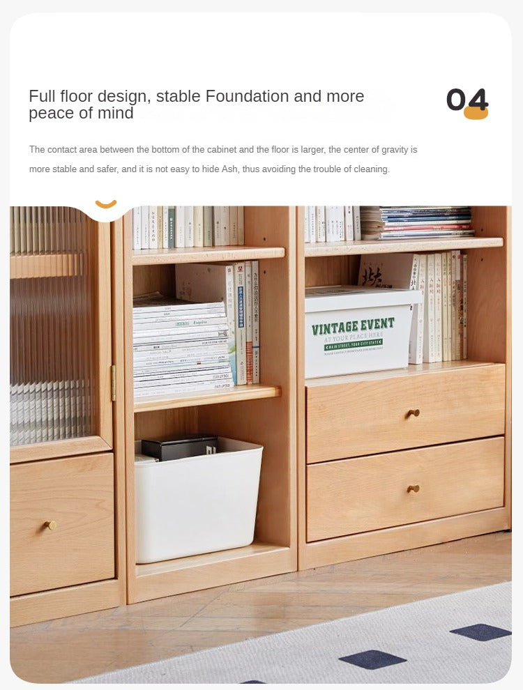 Beech European Solid Wood Bookcase Combination Cabinet