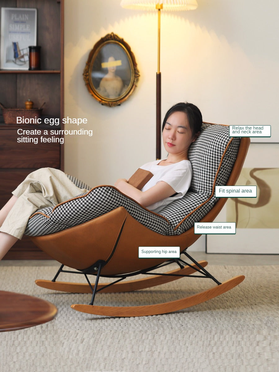 Beech Solid Wood Light Luxurious Lazy Rocking Leisure Down Fabric )