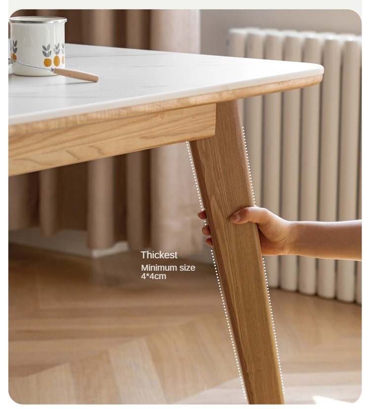 Ash Solid Wood Nordic Dining Table With Rock Slab Surface