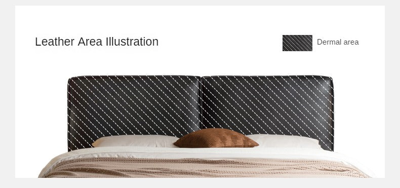 Teak, Black Walnut Solid Wood Genuine Leather Suspended Bed with Light