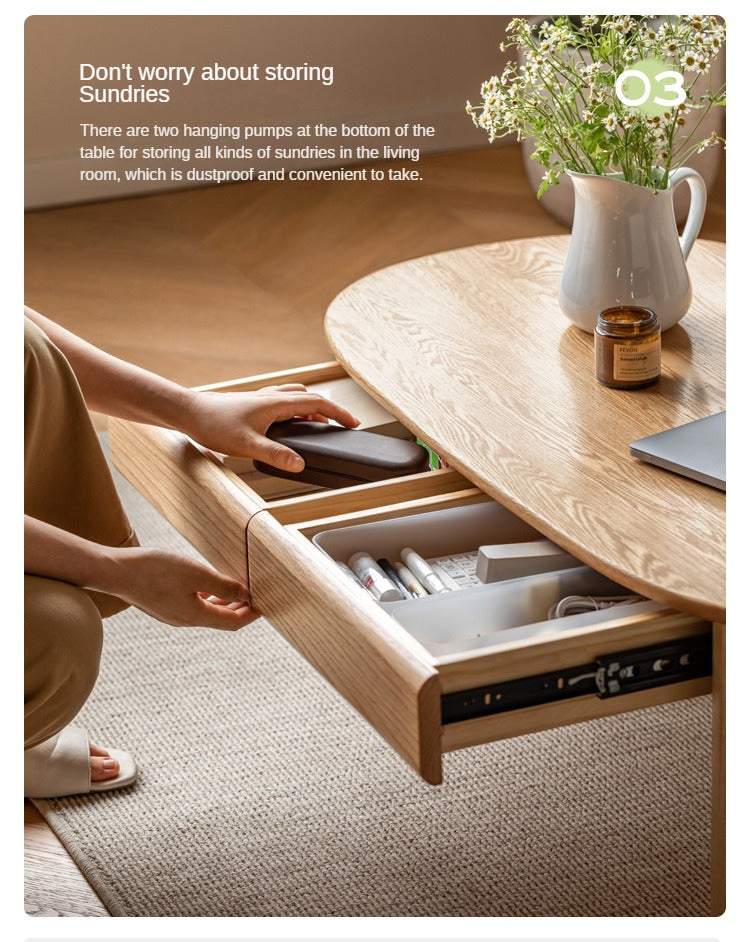 Oak, Beech Solid Wood Storage Coffee Table