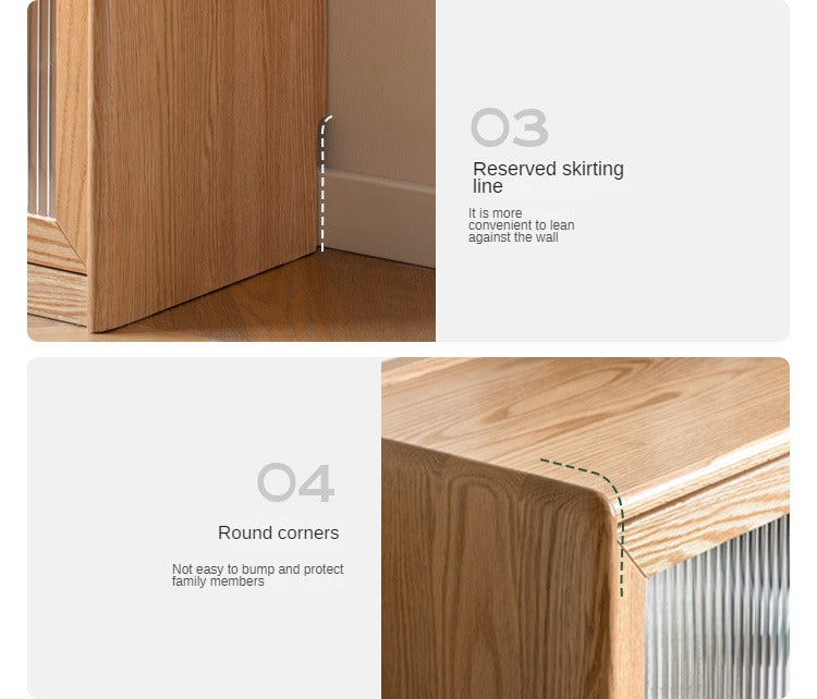 Oak Solid Wood Flip-Up Door Bookcase Combination Cabine