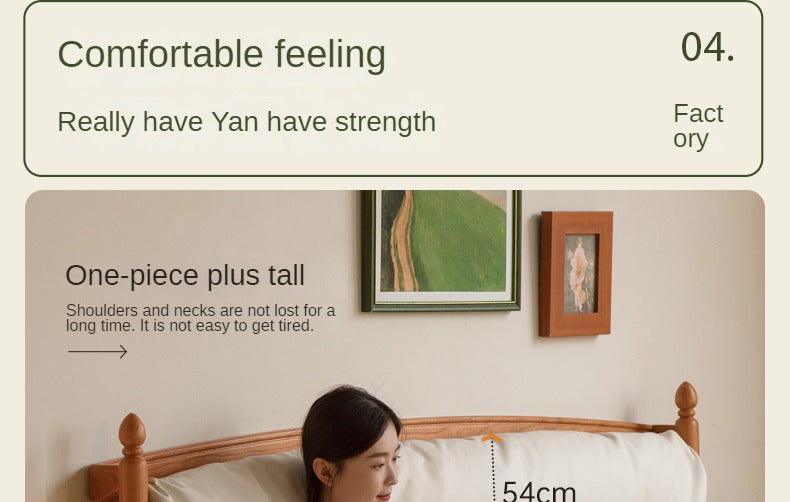 Cherry Solid Wood Soft Retro Bed