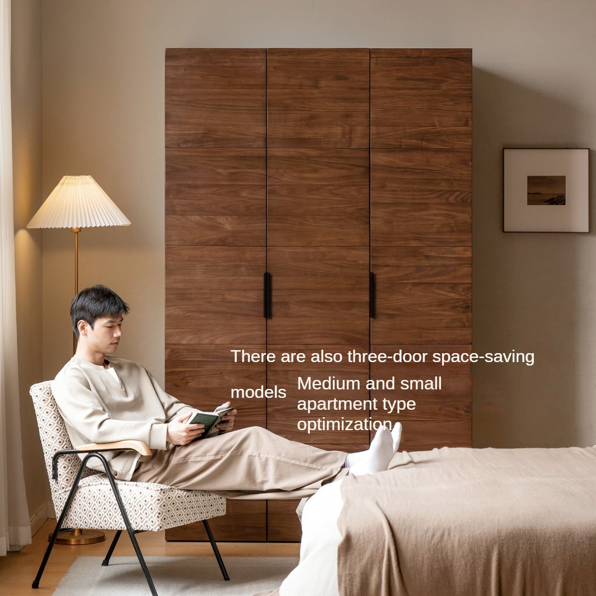 Black Walnut Solid Wood Wardrobe Combination.