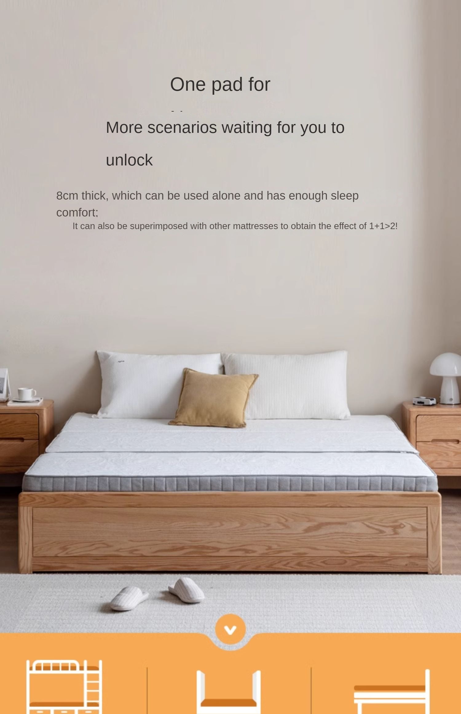 Coconut palm latex three-fold mattress with Spine Protection 8cm :
