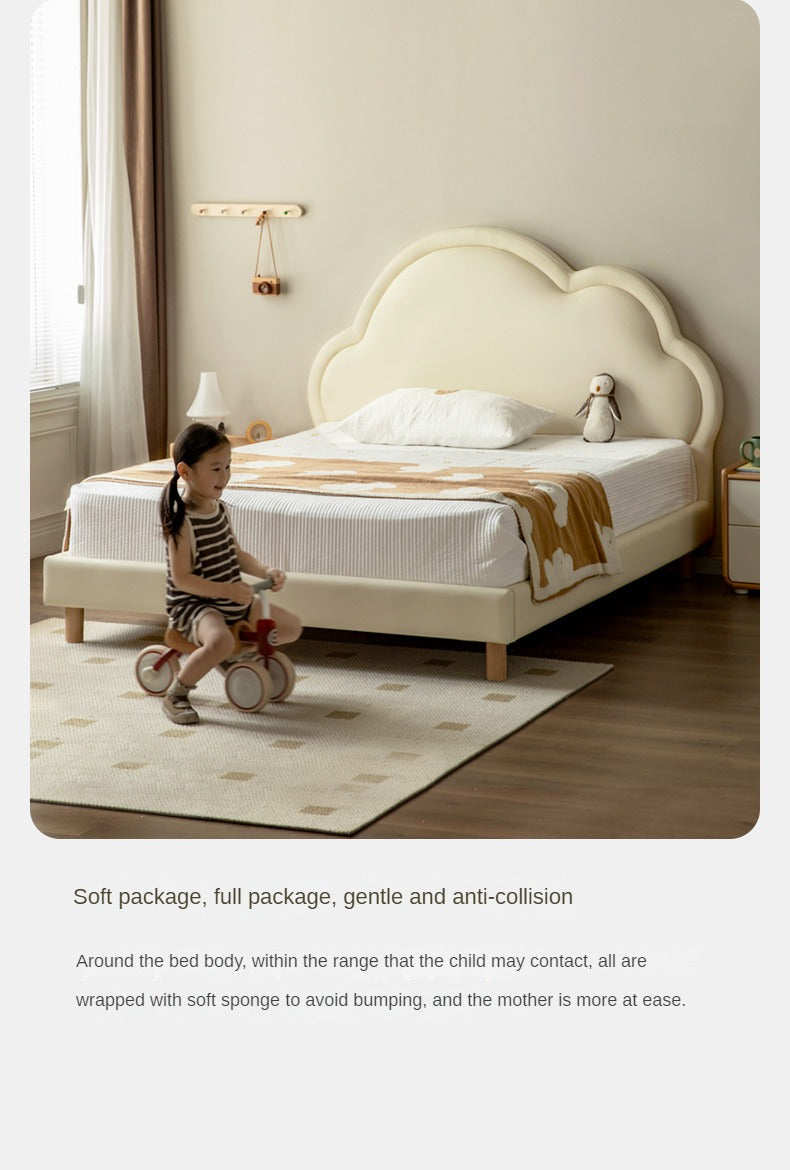 Сream style Organic Leather kid's Cloud Bed<