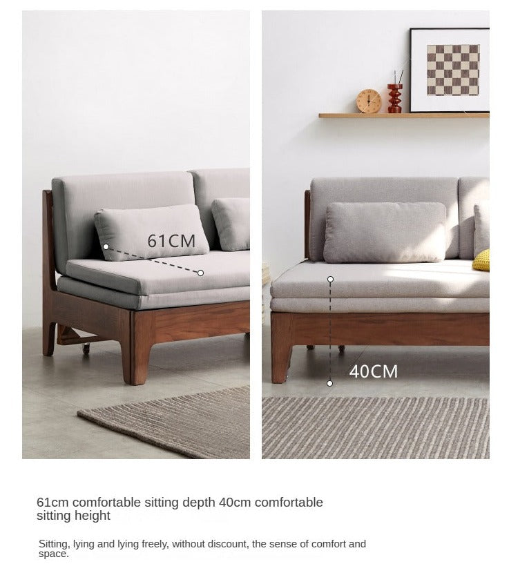 Oak Solid Wood Sofa Bed Dual-purpose Foldable Telescopic Bed