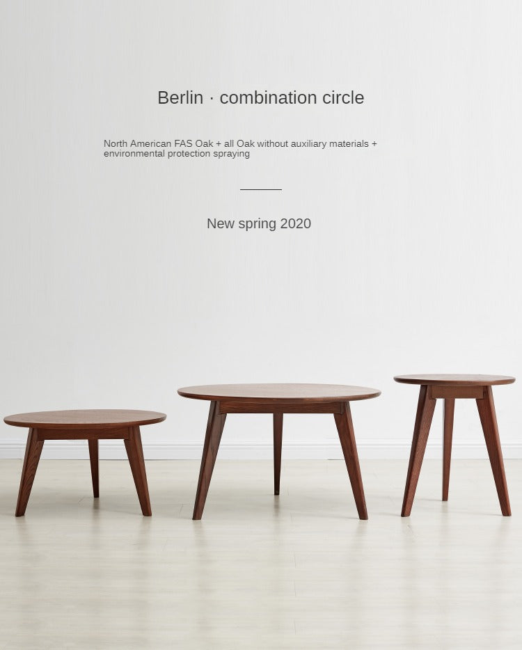 Oak, Rubberwood Solid Wood Side Table Combination