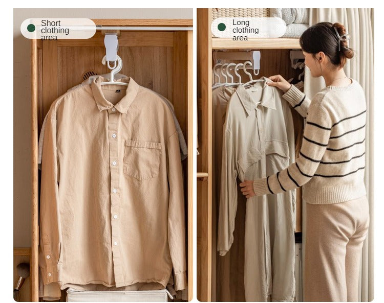 Solid RubberWood, Oak Solid Wood Wardrobe Thin Cloth Curtain.