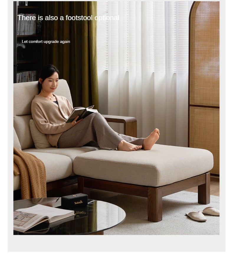 Oak Solid Wood High Back Fabric Corner Sofa Modern.