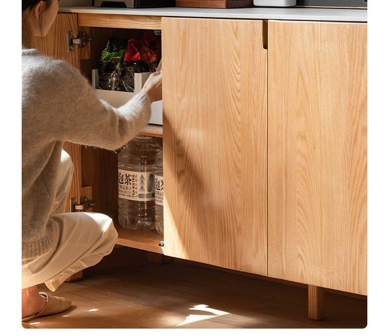 Oak Solid Wood Rock Board Dinner Cabinet