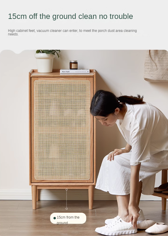Oak Solid Wood Narrow Style With Doorshoe Cabinet