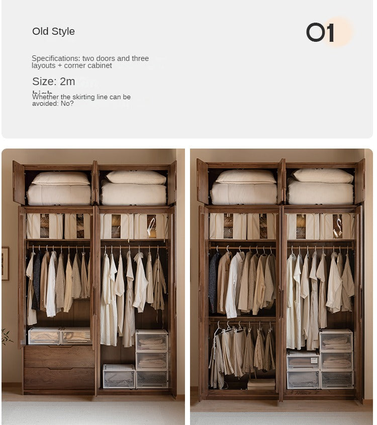 Black Walnut Solid Wood Large Wardrobe.