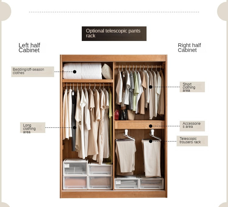 Cherry Wood Retro Wardrobe Sliding Door.