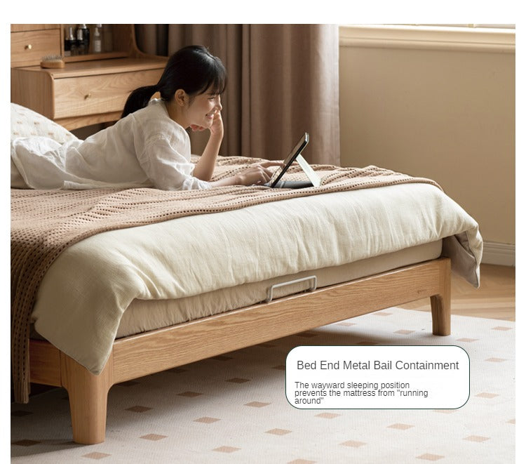 Oak Solid Wood Technology Cloth Modern and Simple Bed