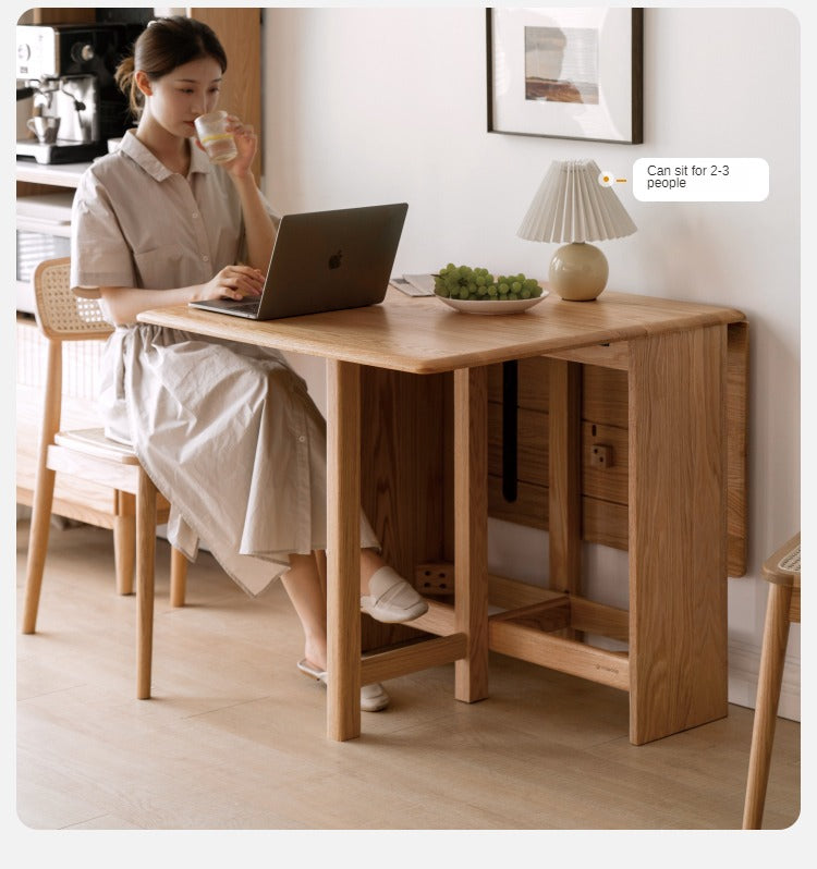 Oak Solid Wood Retractable Dining Table
