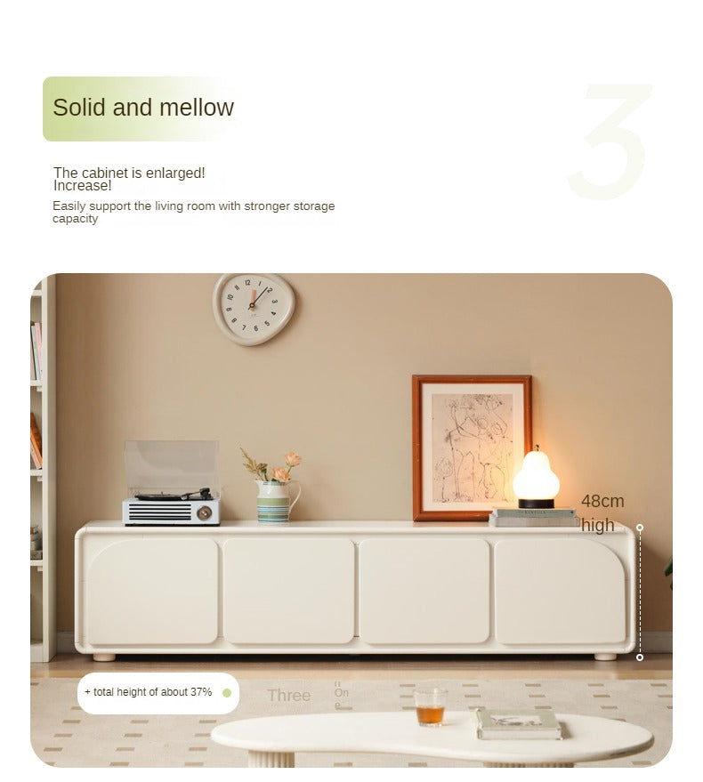 Solid RubberWood TV Cabinet Cream Style Floor Cabinet.