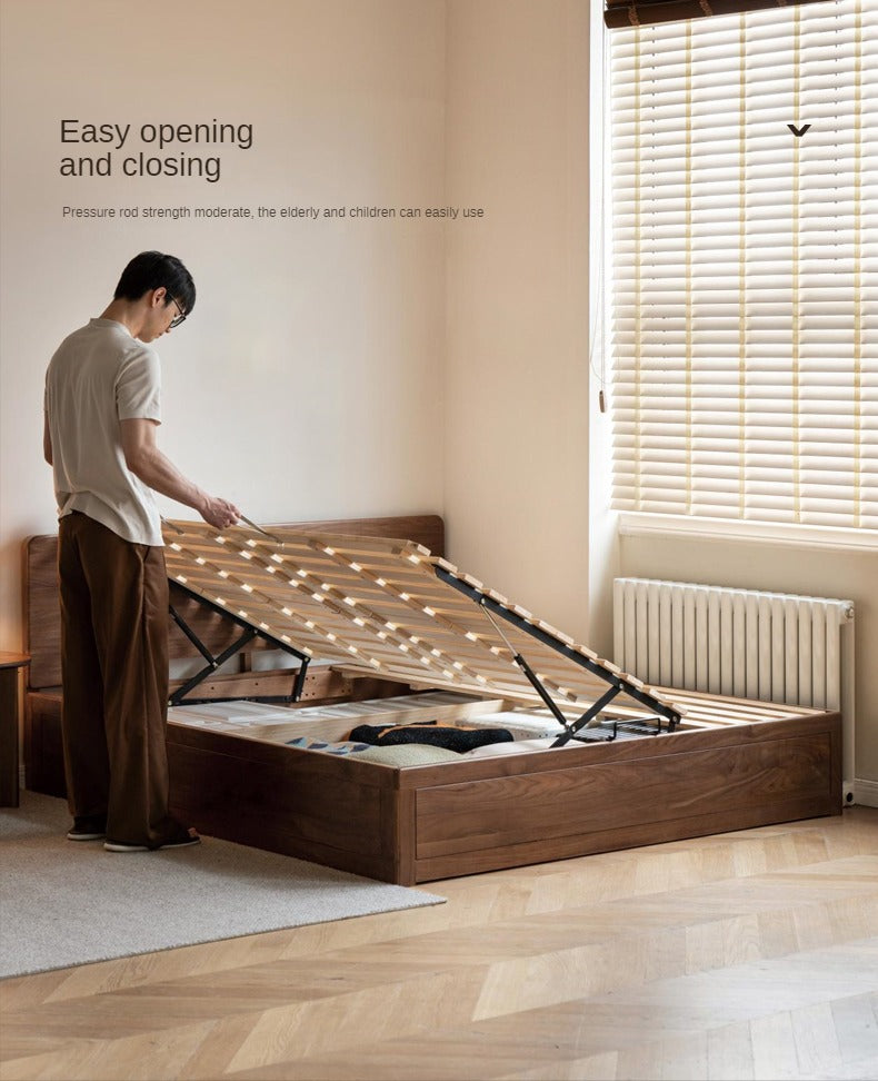 North American black walnut solid wood light luxury box bed