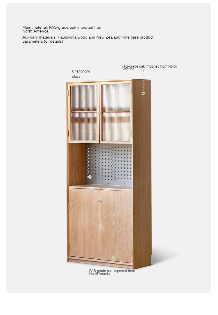 Oak Solid Wood Nordic Style Bookshelf with Floor Storage Cabinet