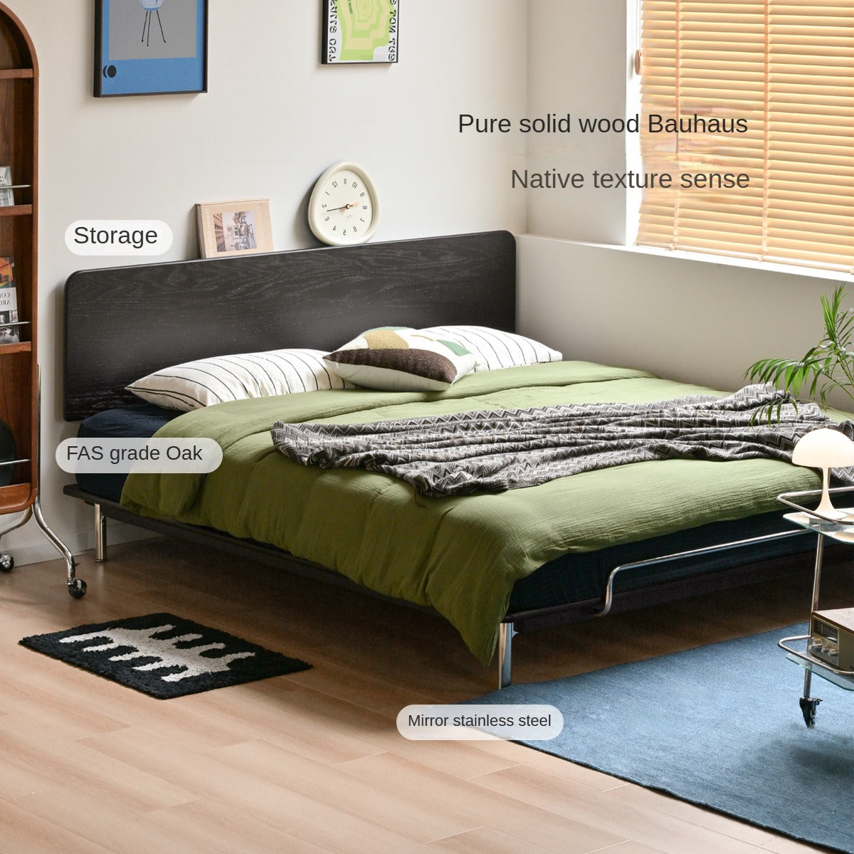 Ash, Oak Solid Wood Bed Minimalist