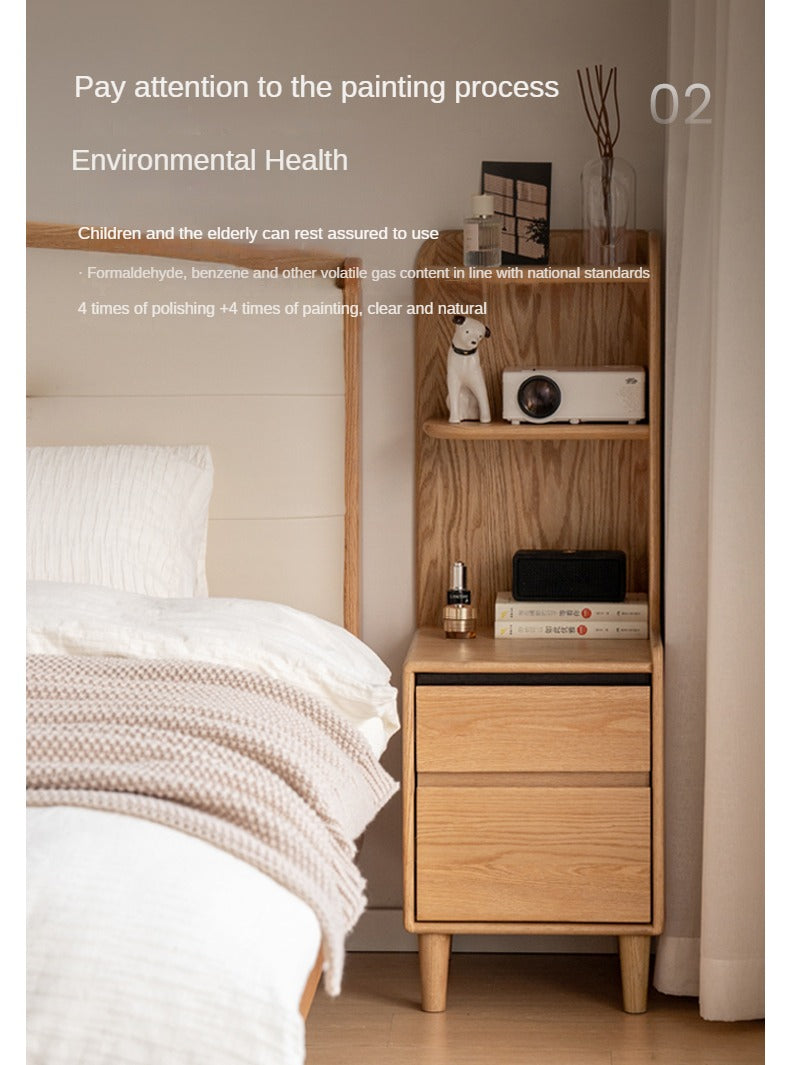 Oak Solid Wood Modern Nightstand.
