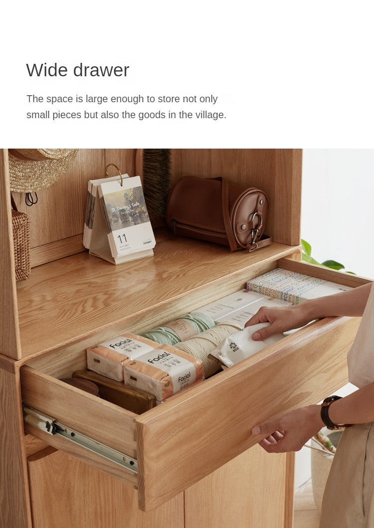 Oak Solid Wood Entrance Hall Cabinet Shoe Cabinet Integrated