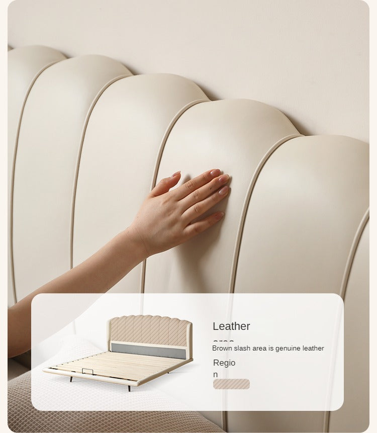 First Layer Cowhide Art Cream Suspended Bed