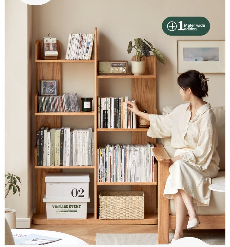 Oak Solid Wood Floor-Standing Bookshelf