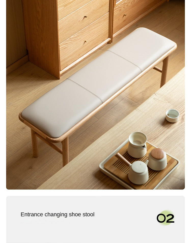 Oak Solid Wood Modern Soft Tea Stool