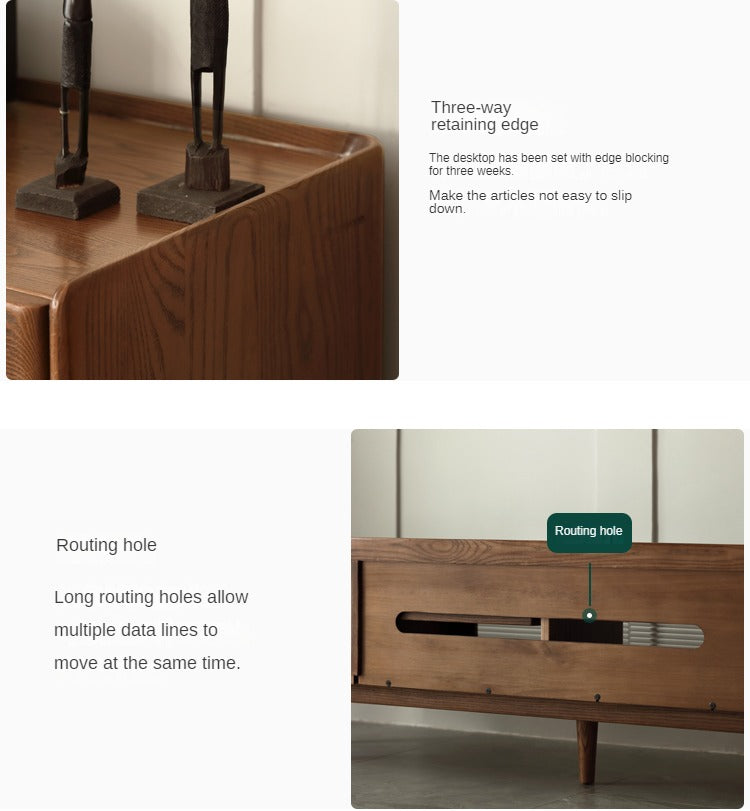 Ash Solid Wood TV Cabinet Minimalist Rock Plate