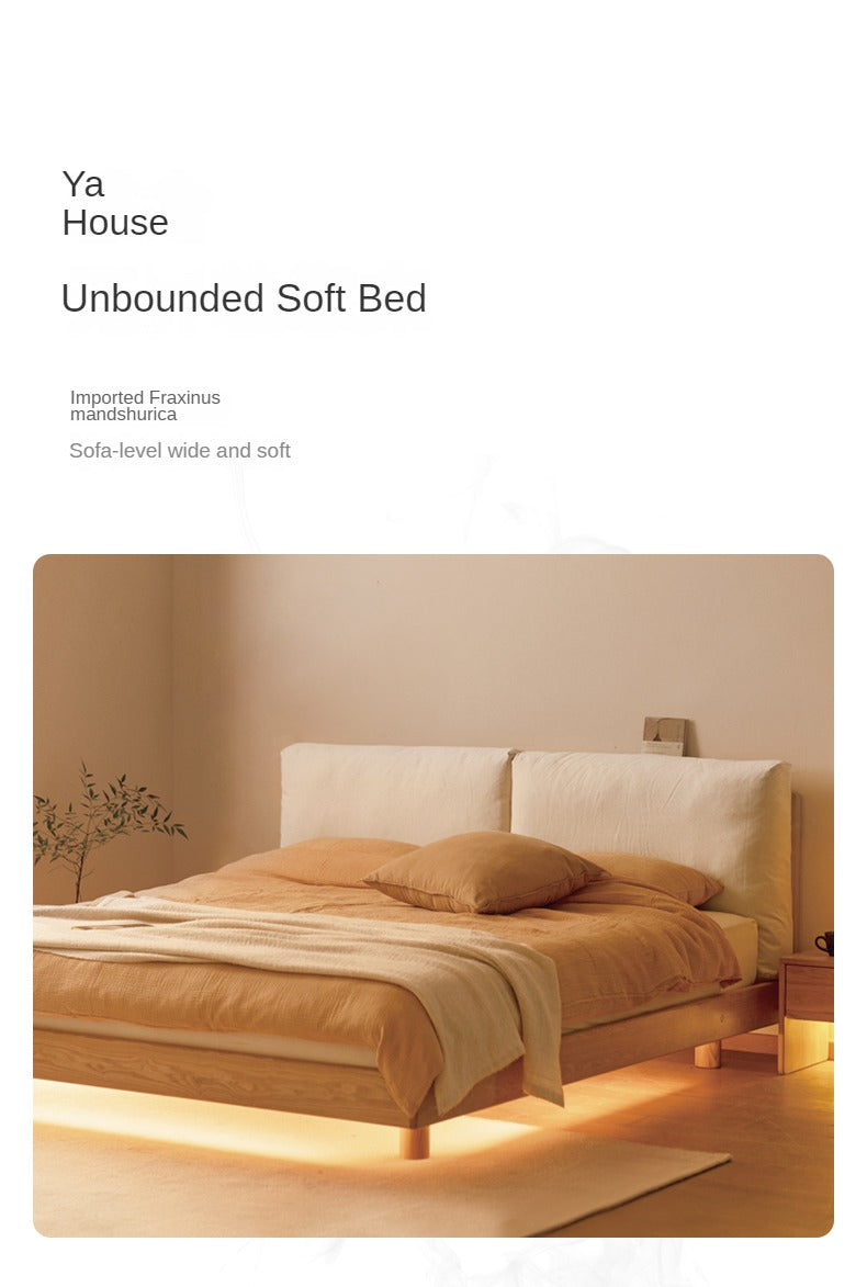 North American Black Walnut, Ash  Technology Cloth Suspended Soft Bed Modern