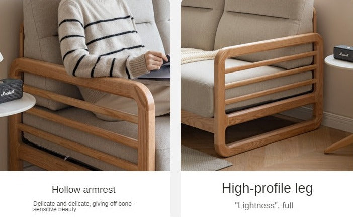 Oak Solid Wood Fabric Sofa.