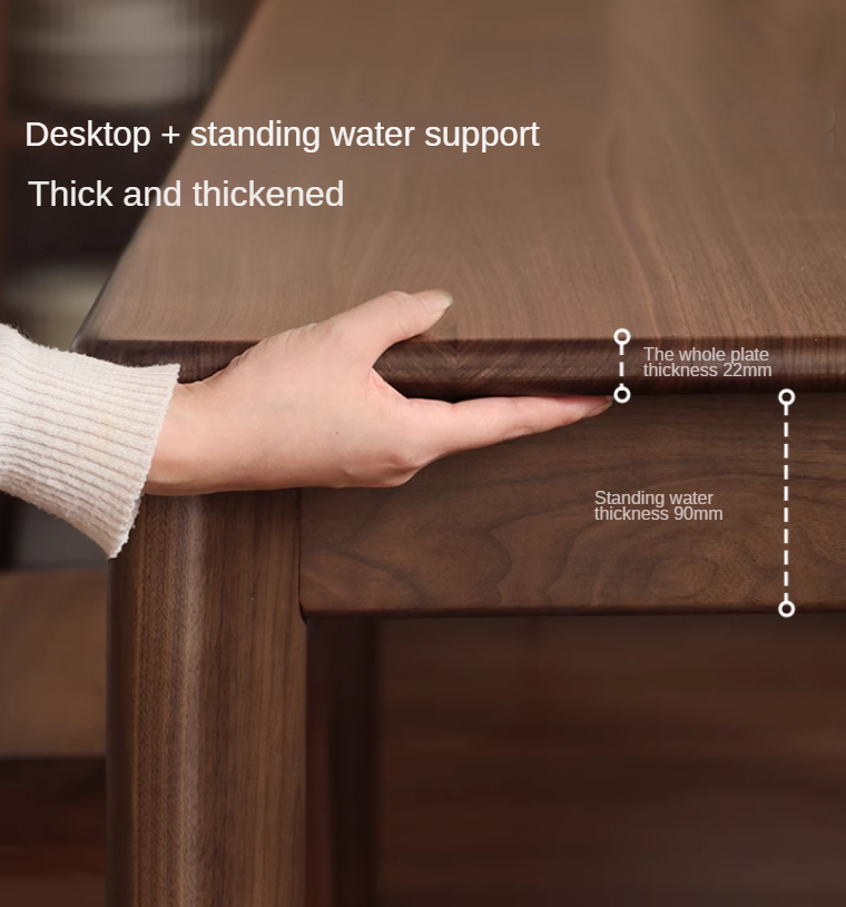 Black Walnut, Sandalwood, Ash Solid Wood Modern Rectangular Table