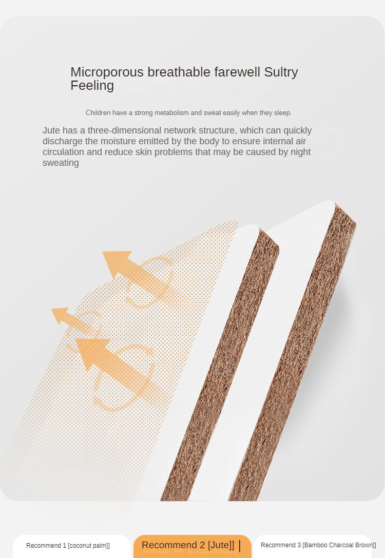 Eco-Friendly Children's Mattress Zero-Glue Firm Mattress with Natural Jute, Coconut Fiber, and Spring Support 15cm, 8 cm