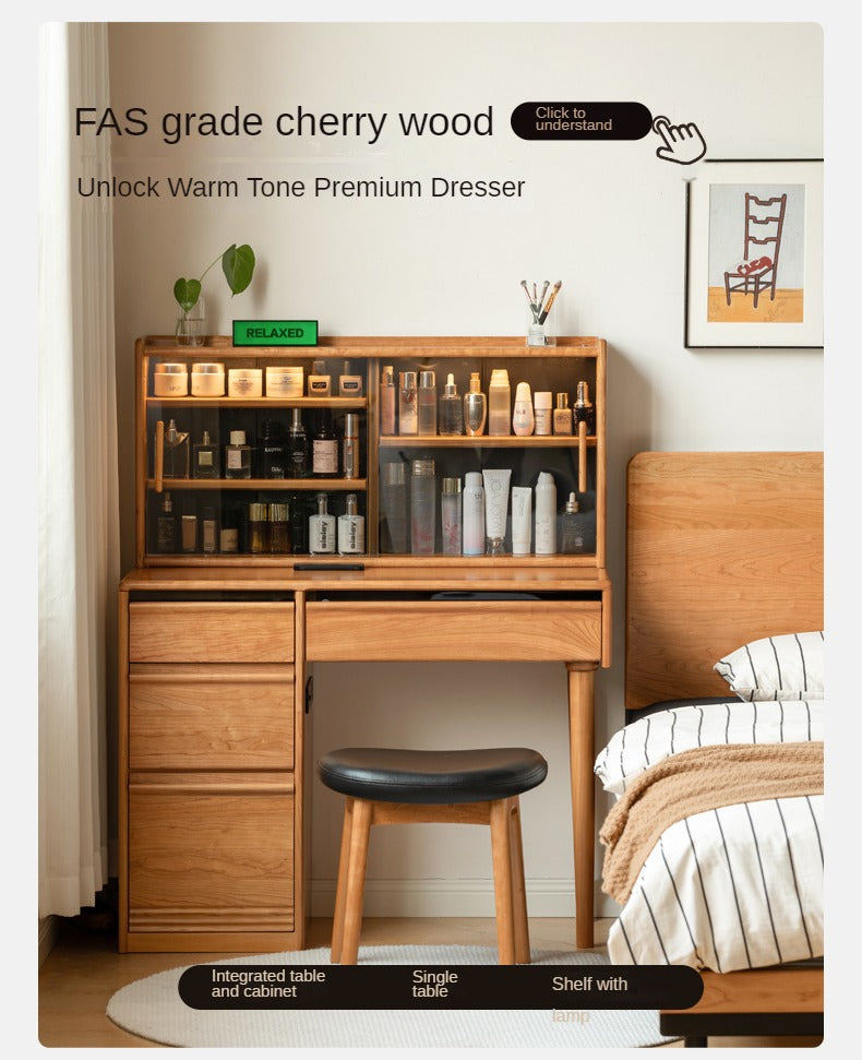 Black Walnut Solid Wood Light Luxury Dressing Table.