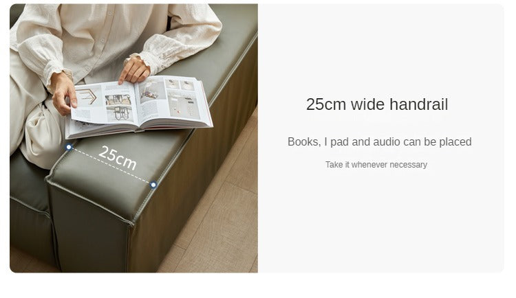 First Layer Yellow Cowhide Italian Tofu Block Sofa.