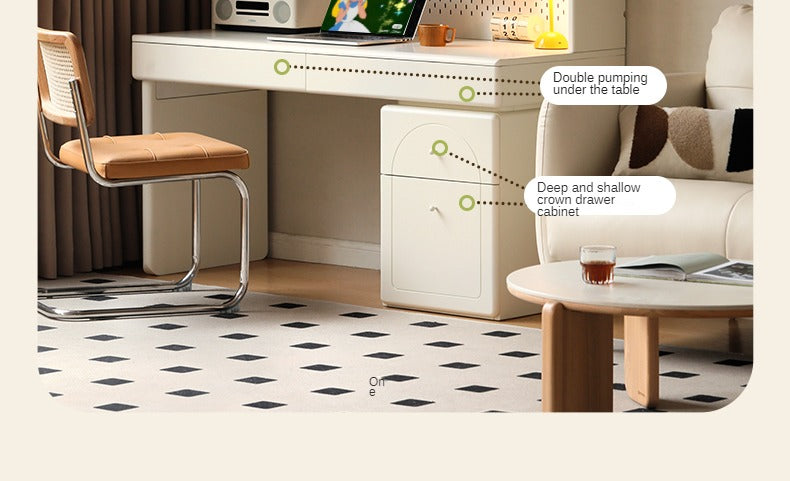 Solid RubberWood Wood Desk Bookshelf Integrated Study Table