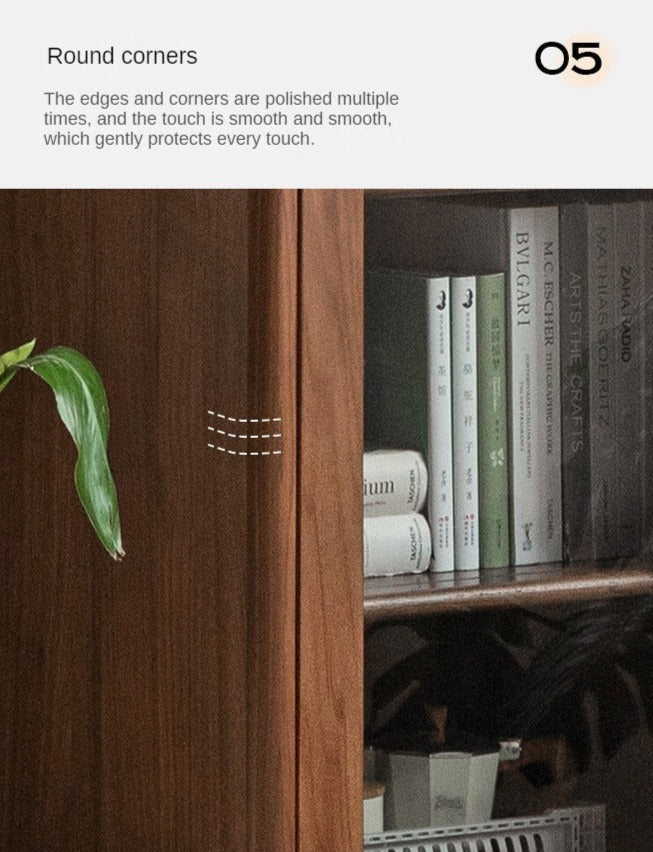 Black Walnut, Sandalwood Solid Wood Rock Slab Side Cabinet