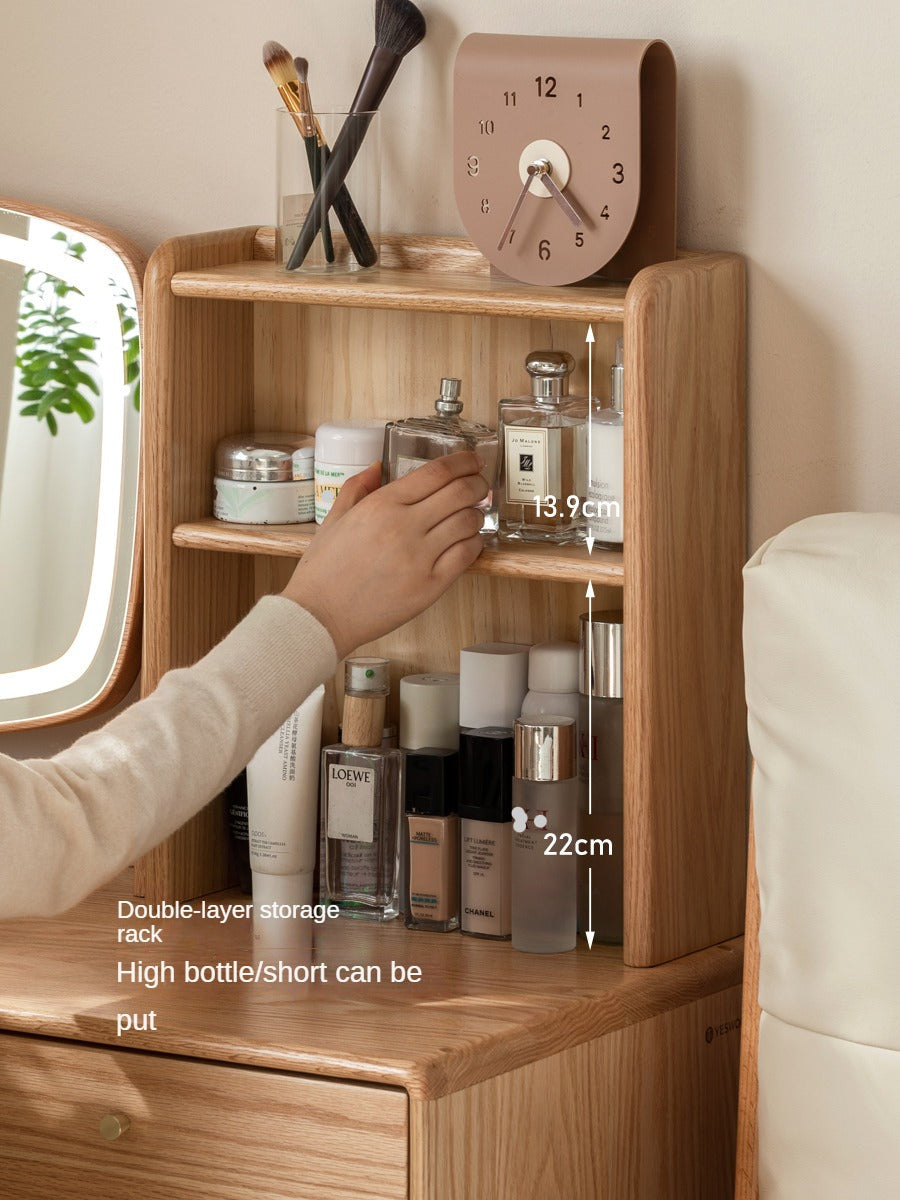 Oak, Ash Solid Wood Dressing Table Lighted Makeup Mirror.